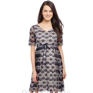 Motherhood Navy Floral Lace Dress
